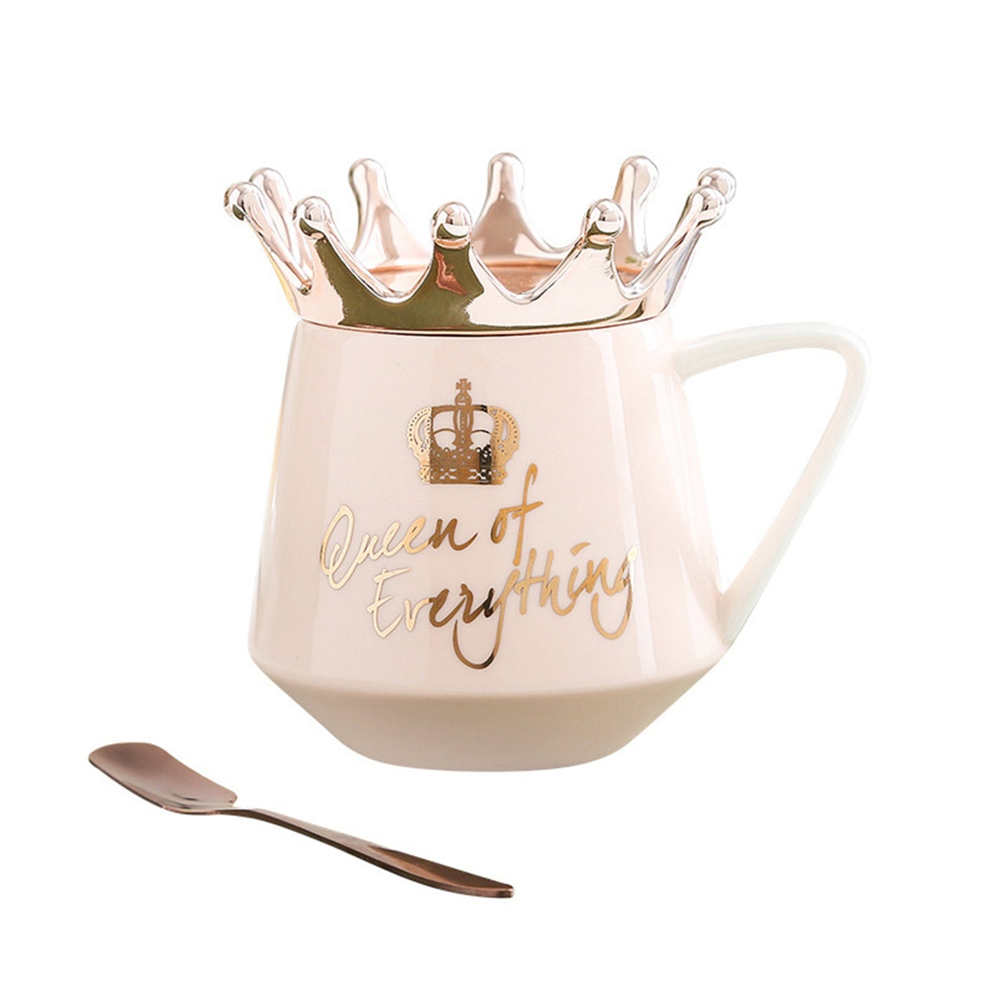 Mug With Crown Lid and Spoon