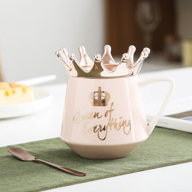 Mug With Crown Lid and Spoon
