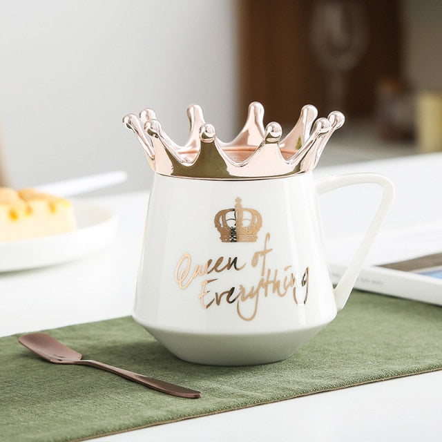 Mug With Crown Lid and Spoon
