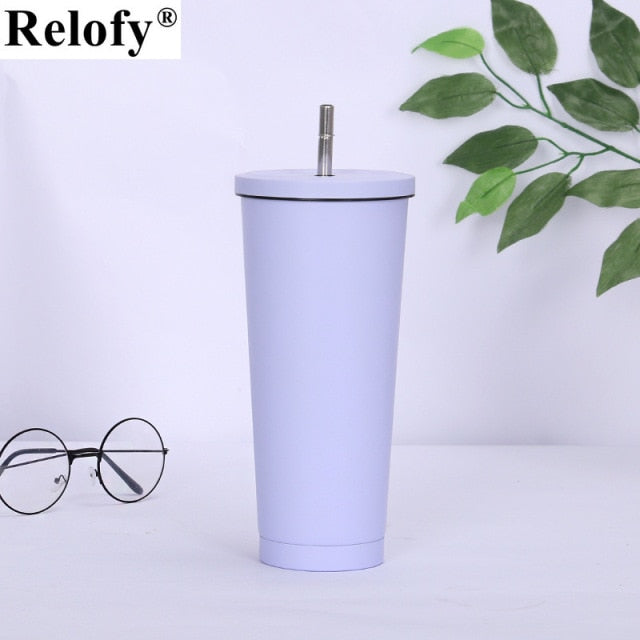Stainless Steel Insulated Mug with Lid and Straw