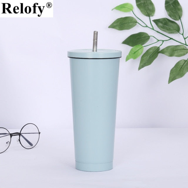 Stainless Steel Insulated Mug with Lid and Straw