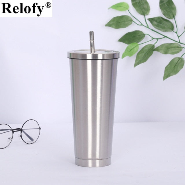 Stainless Steel Insulated Mug with Lid and Straw