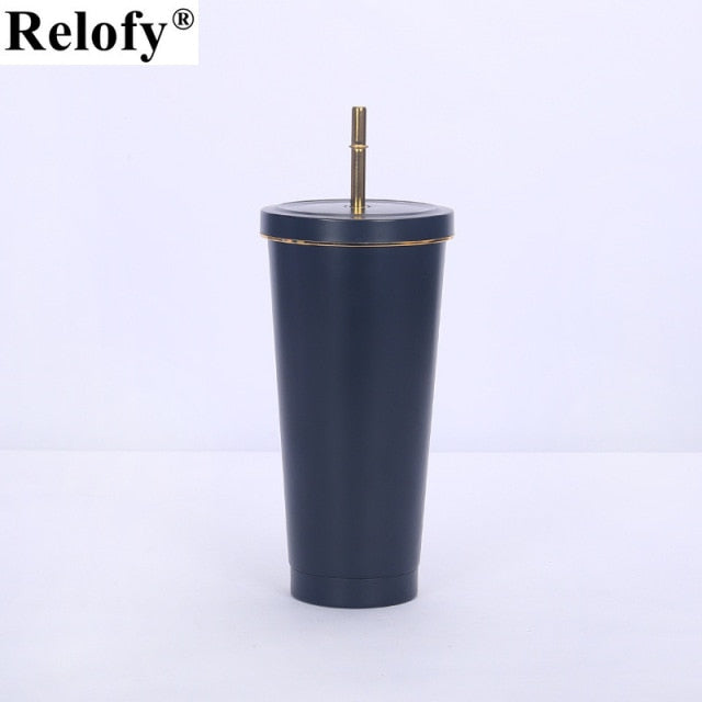 Stainless Steel Insulated Mug with Lid and Straw
