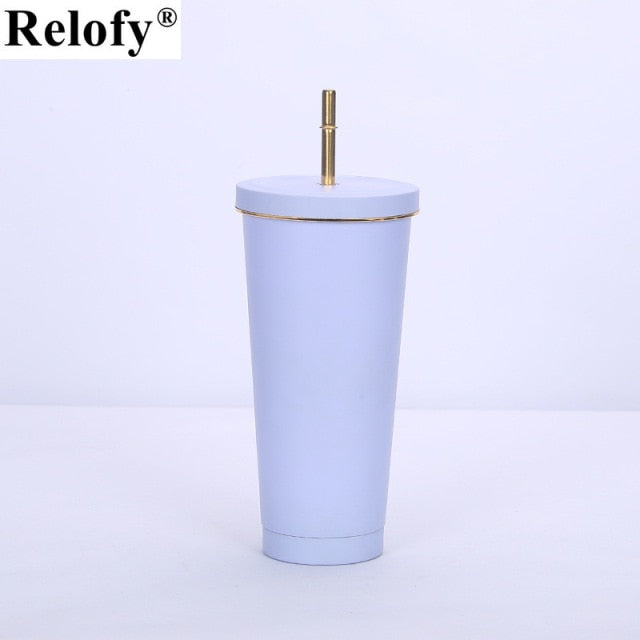 Stainless Steel Insulated Mug with Lid and Straw