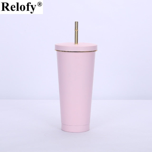 Stainless Steel Insulated Mug with Lid and Straw