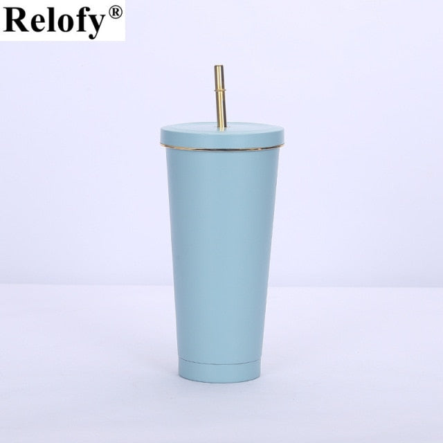 Stainless Steel Insulated Mug with Lid and Straw