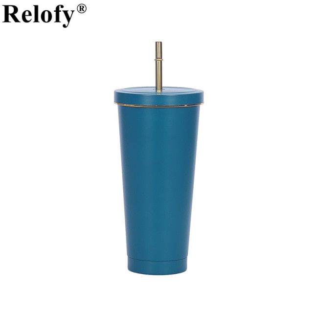 Stainless Steel Insulated Mug with Lid and Straw