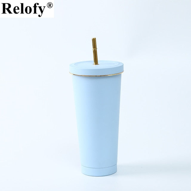 Stainless Steel Insulated Mug with Lid and Straw
