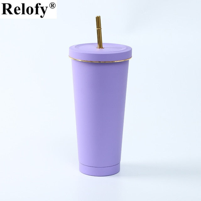 Stainless Steel Insulated Mug with Lid and Straw