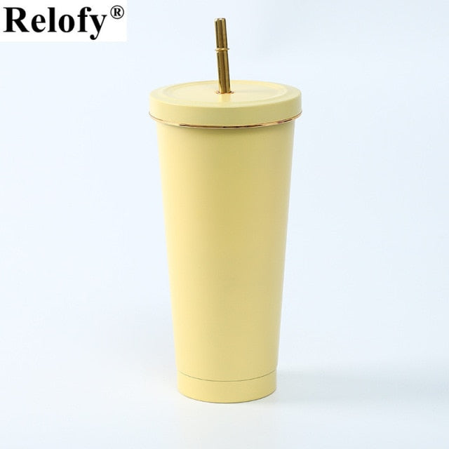 Stainless Steel Insulated Mug with Lid and Straw