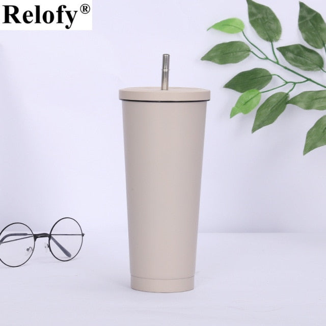 Stainless Steel Insulated Mug with Lid and Straw
